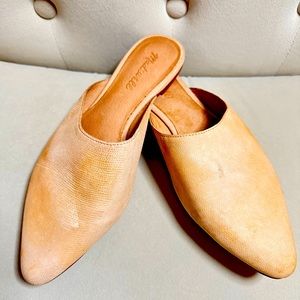 Madewell Remi Stamped Lizard Mule Slides Beige - Size 8